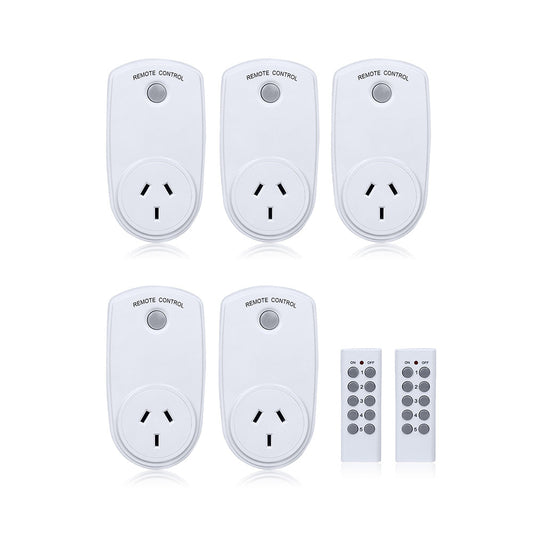 5 Packs Home Wireless Power Switch Mains Sockets & 2x Remote Controllers AU Plug-0