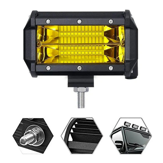 2x 5inch Flood LED Light Bar Offroad Work Driving Fog Lamp Yellow Cree Spread-1