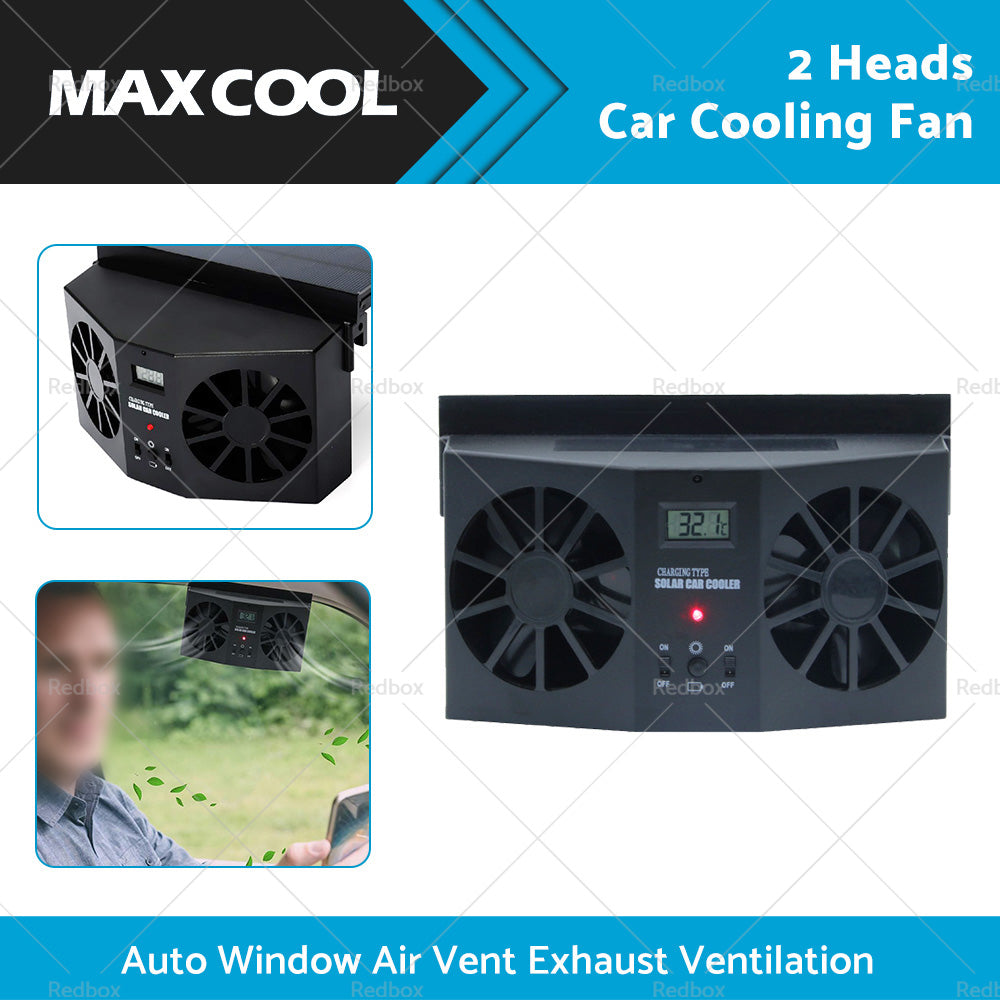 Solar Powered Car Cooling Fan Cooler Auto Window Air Vent Exhaust Ventilation-2