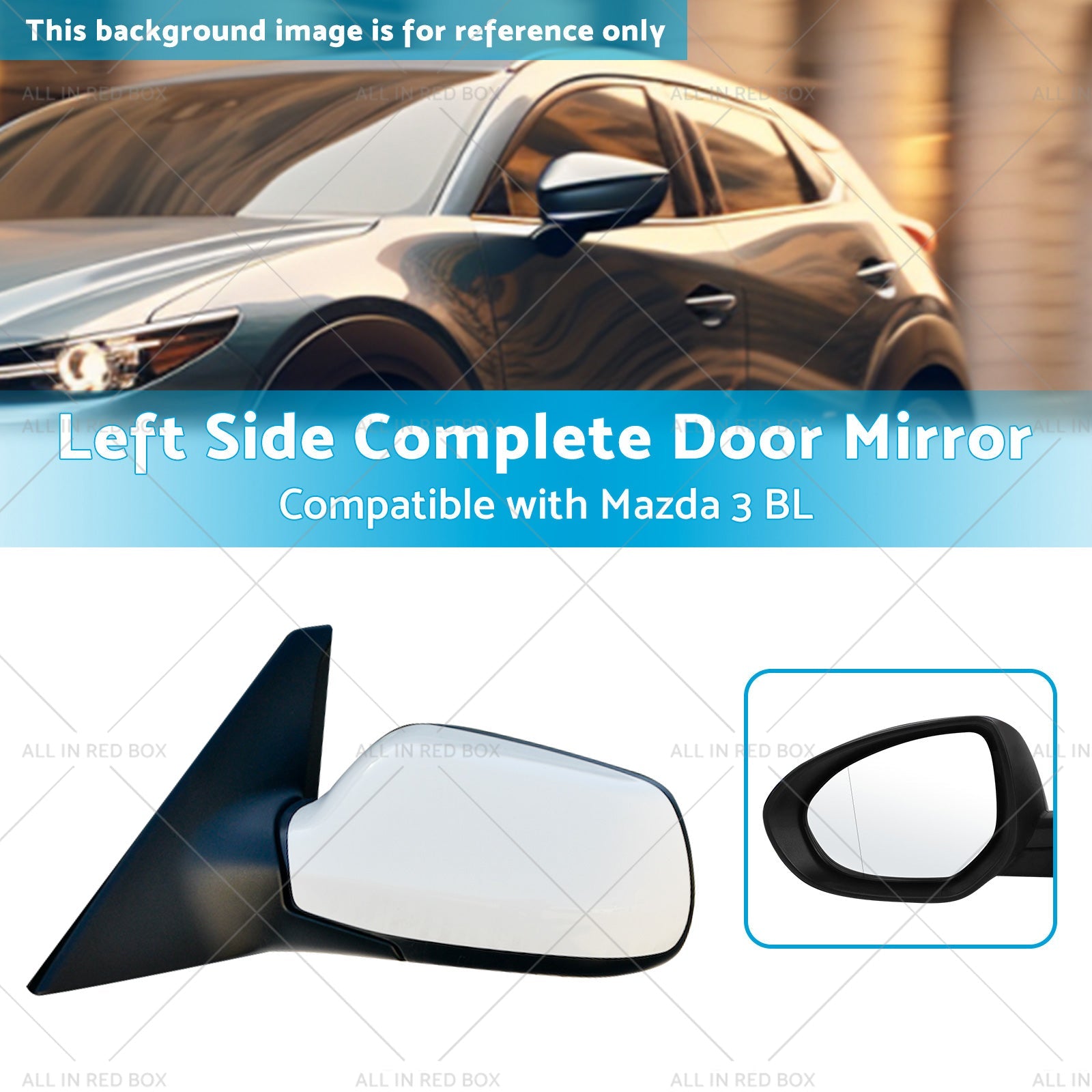 Left Door Mirror Suitable for Mazda 3 BL 2009-2013 NO Indicator White-2