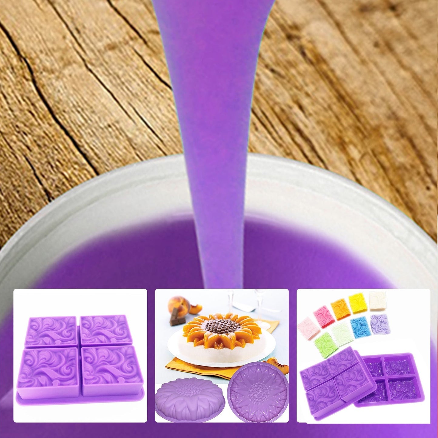 SH25 Liquid Silicone Rubber Mould Making Kit 100:3 Mix - 1Kg 5Kg 10Kg Purple-4