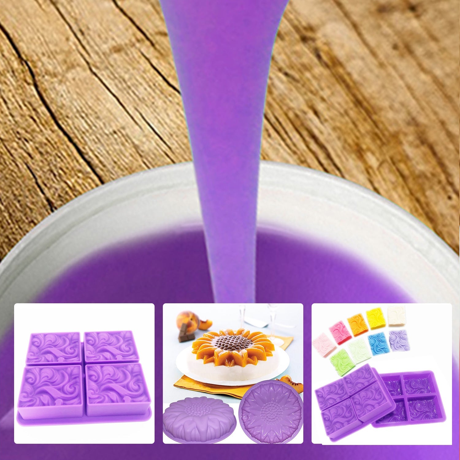SH25 Liquid Silicone Rubber Mould Making Kit 100:3 Mix - 1Kg 5Kg 10Kg Purple-4