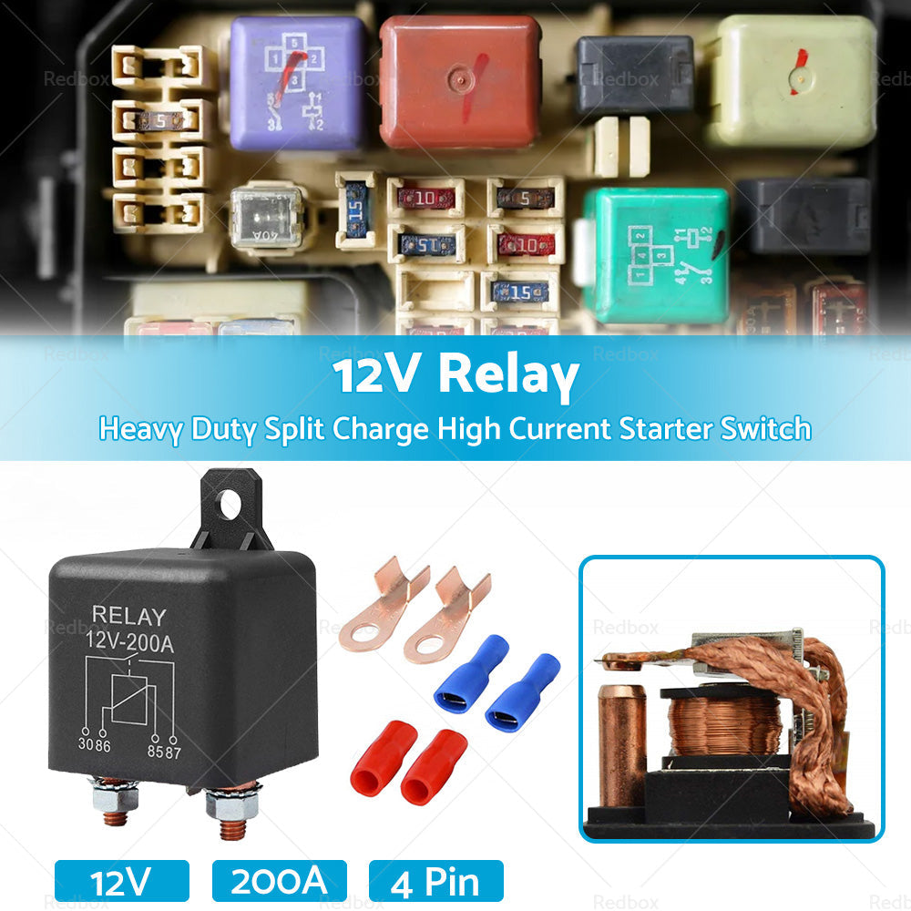 12V DC 200A Car Relay Heavy Duty Split Charge High Current 4Pin Starter Switch-2