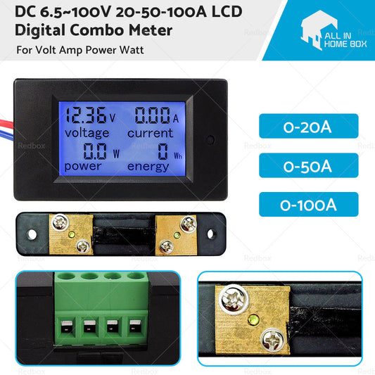 DC 6. 5~100V 20-50-100A LCD Digital Combo Panel Display Volt Amp Power Watt Meter-0