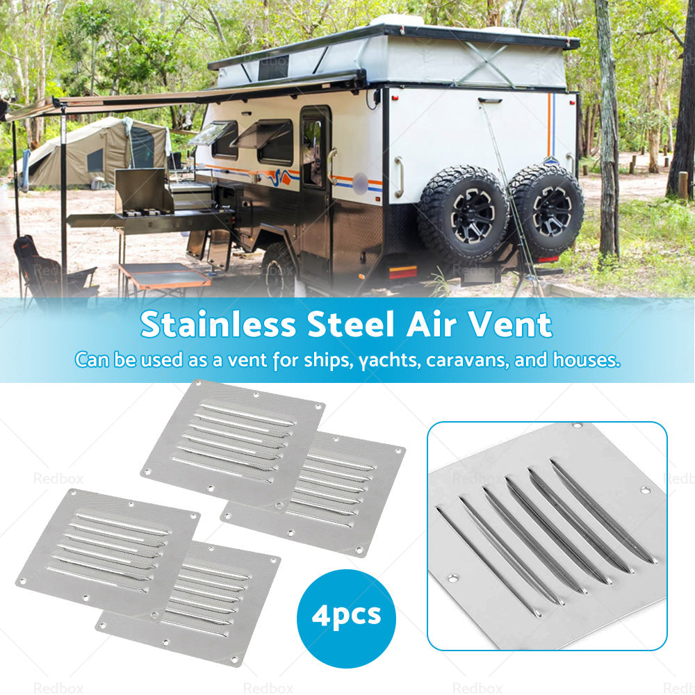 4PCS Stainless Steel Rectangular Air Vent For Caravan Boat Wall Eave Home-2