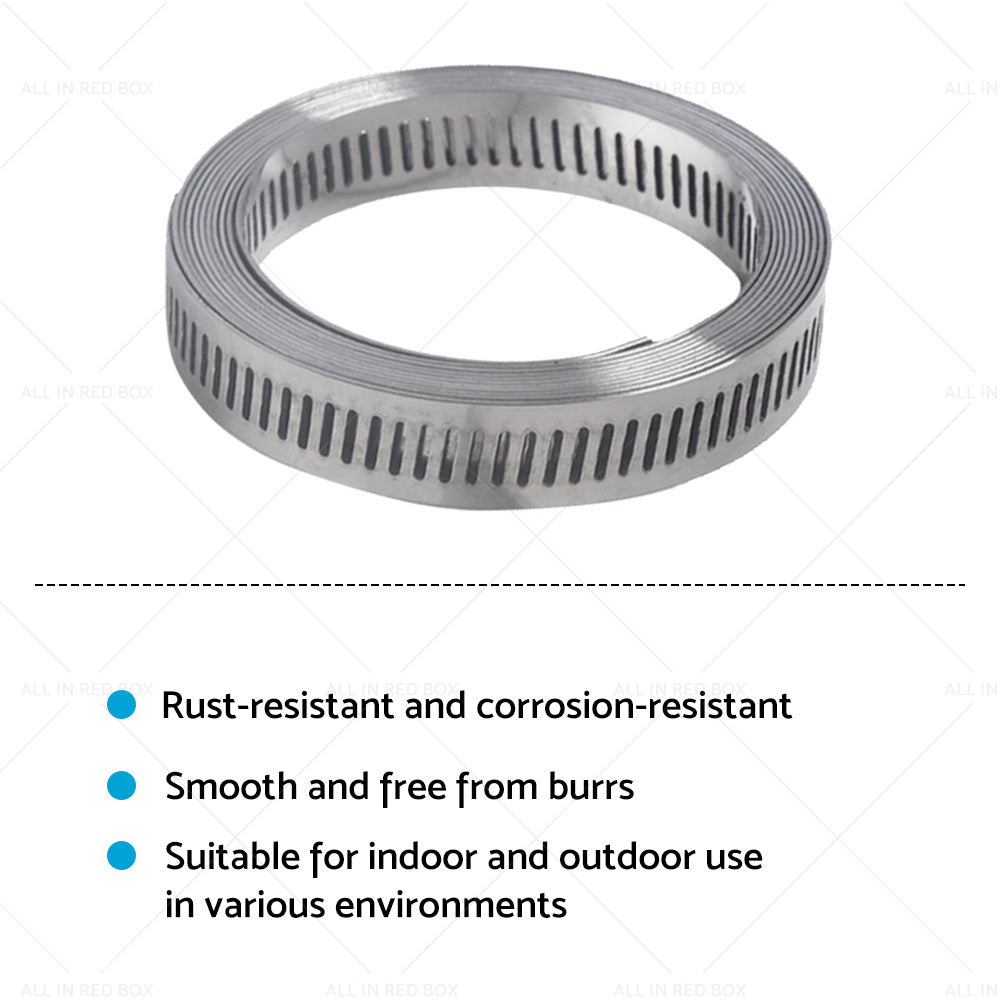 304 Stainless Steel Worm Clamp Hose Clamps Strap with Fasteners Adjustable DIY-3