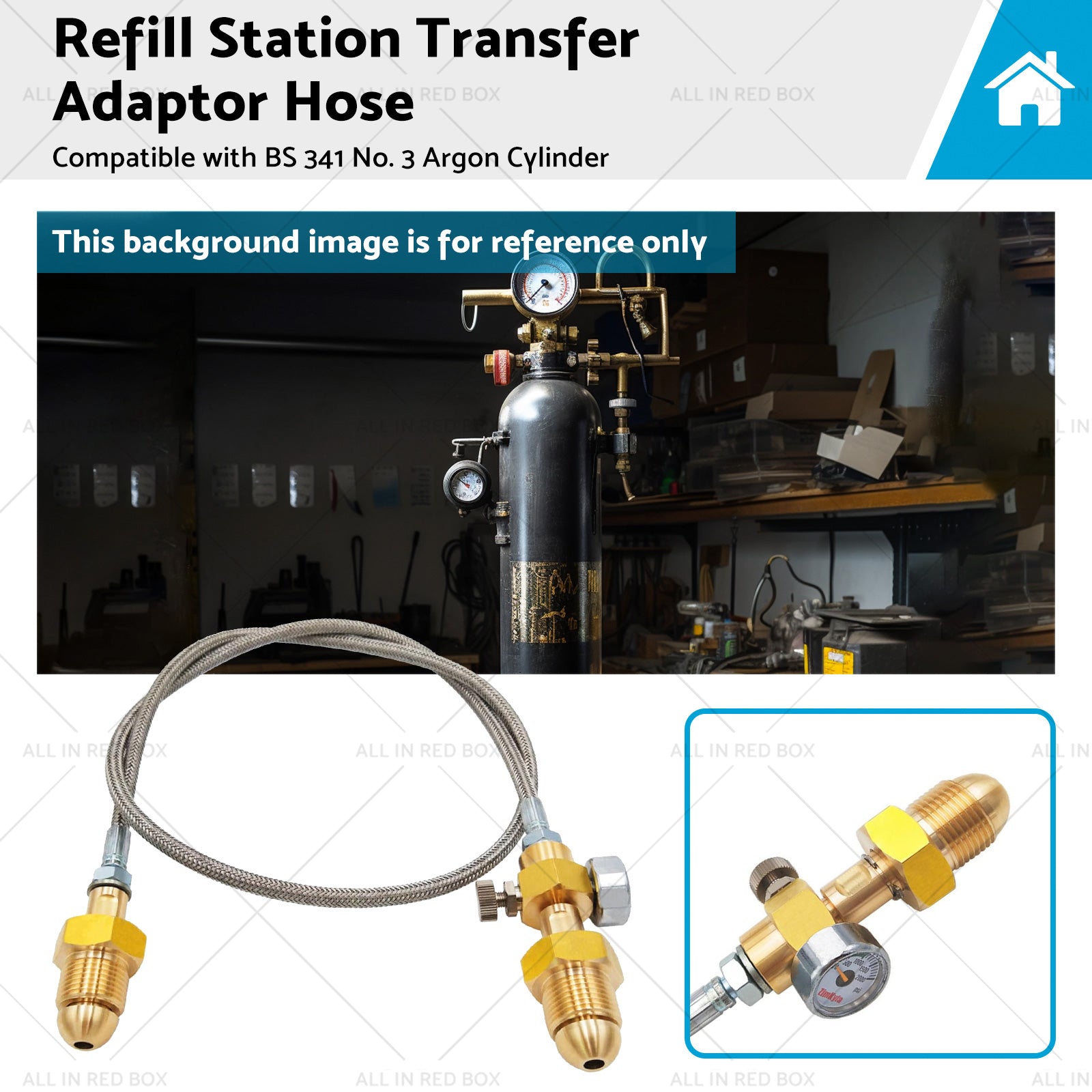 Refill Station Transfer Adaptor Hose Suitable for BS 341 No. 3 Argon Cylinder-0
