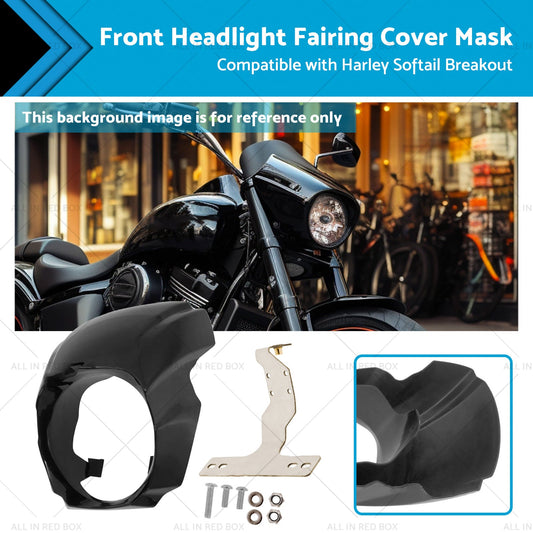 1x Front Headlight Fairing Cover Mask Suitable for Harley Softail Breakout 18-23-0