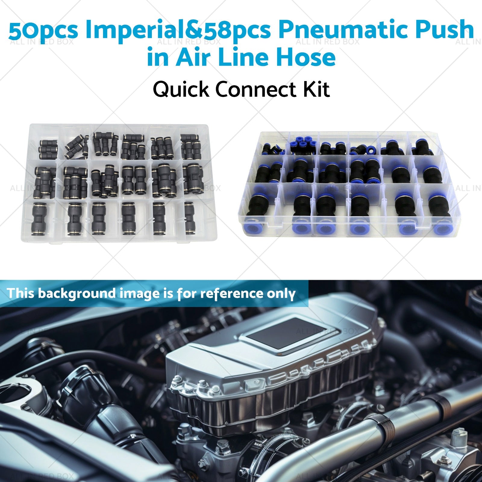 50pcs Imperial  and  58pcs Pneumatic Push in Air Line Hose Joiner Quick Connect Kit-4