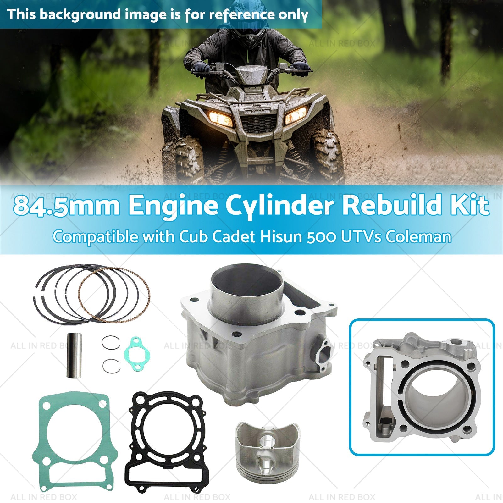 84. 5mm Engine Cylinder Rebuild Kit Suitable for Cub Cadet UTVs Coleman Hisun 500-2