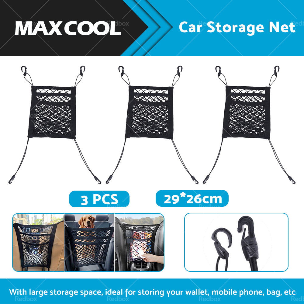 3PCS Car Truck Seat Mesh Tidy Storage Net Bag Organizer Holder Multi-Pocket-2