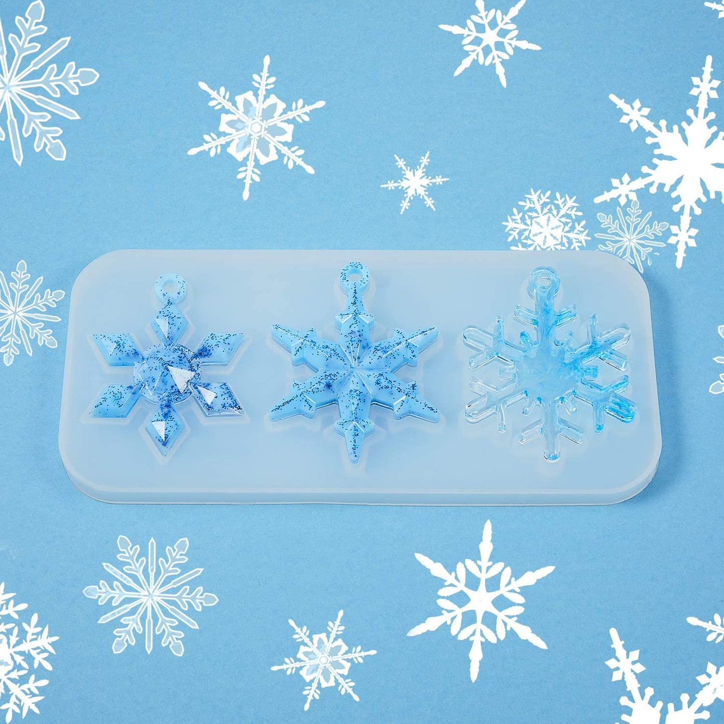 Snowflake Silicone Pendant Mold Making Jewelry Resin Necklace Mould Craft DIY 3D-1