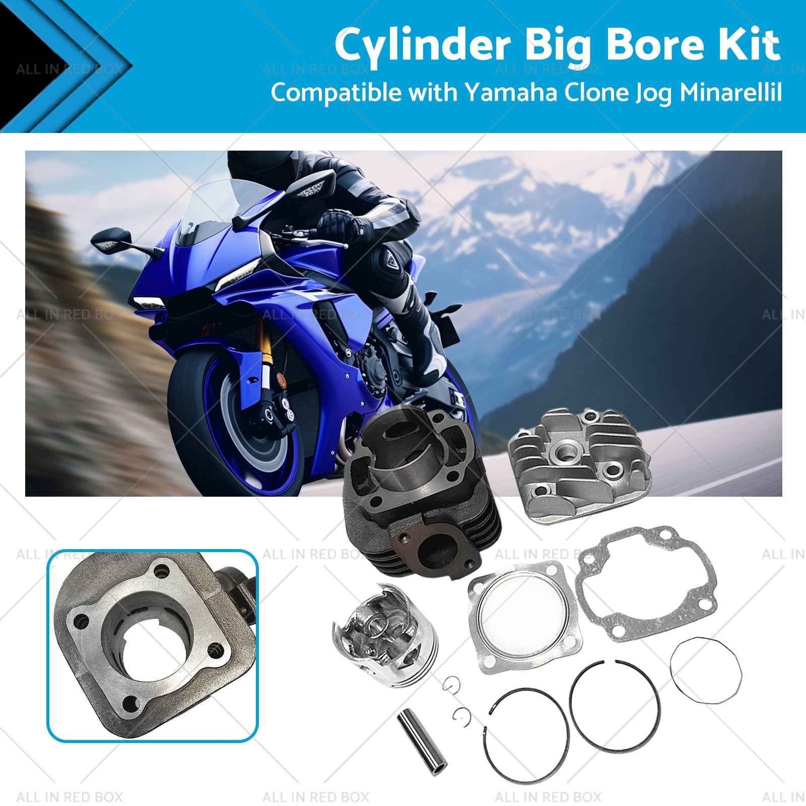 47mm Big Bore Head Cylinder Piston Kit Suitable for Yamaha Clone Jog50 to 70CC-0