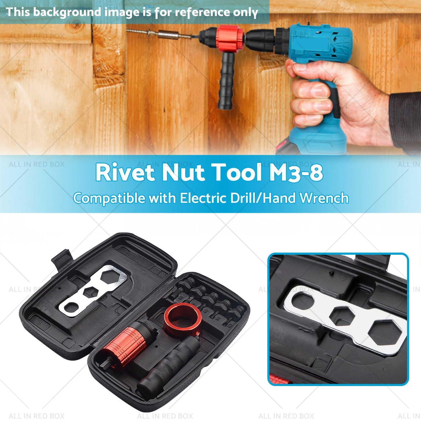 Rivet Nut Tool M3-8 Nutsert Adapter Suitable for Hand Wrench Electric Drill-1