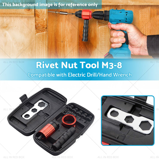 Rivet Nut Tool M3-8 Nutsert Adapter Suitable for Hand Wrench Electric Drill-1