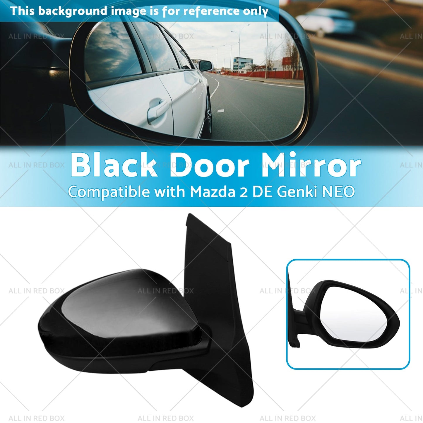 Driver Side Black Door Mirror Suitable for Mazda 2 DE Genki NEO MAXX 07-2014-2