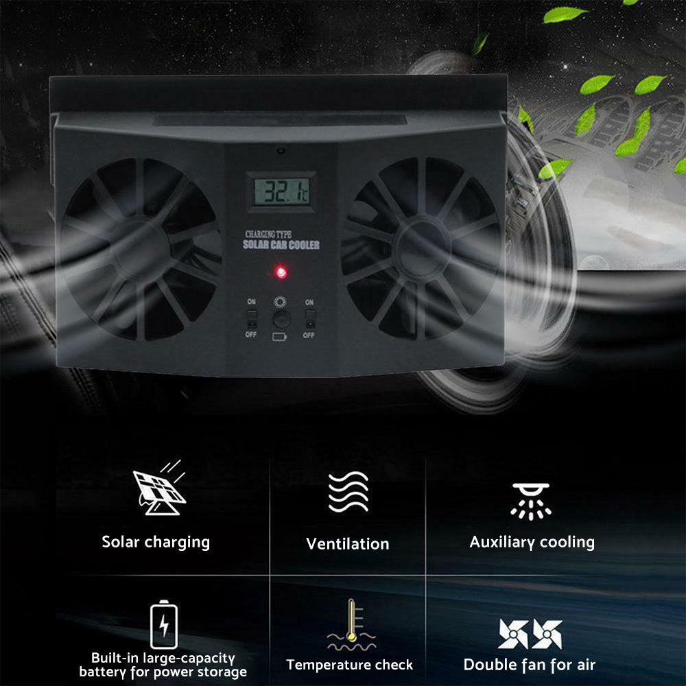 Solar Powered Car Cooling Fan Cooler Auto Window Air Vent Exhaust Ventilation-3