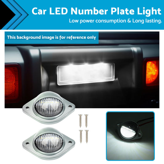 2x Car LED Number Plate Lights 12V Chrome For Trailer Truck Caravan Van Boat-0