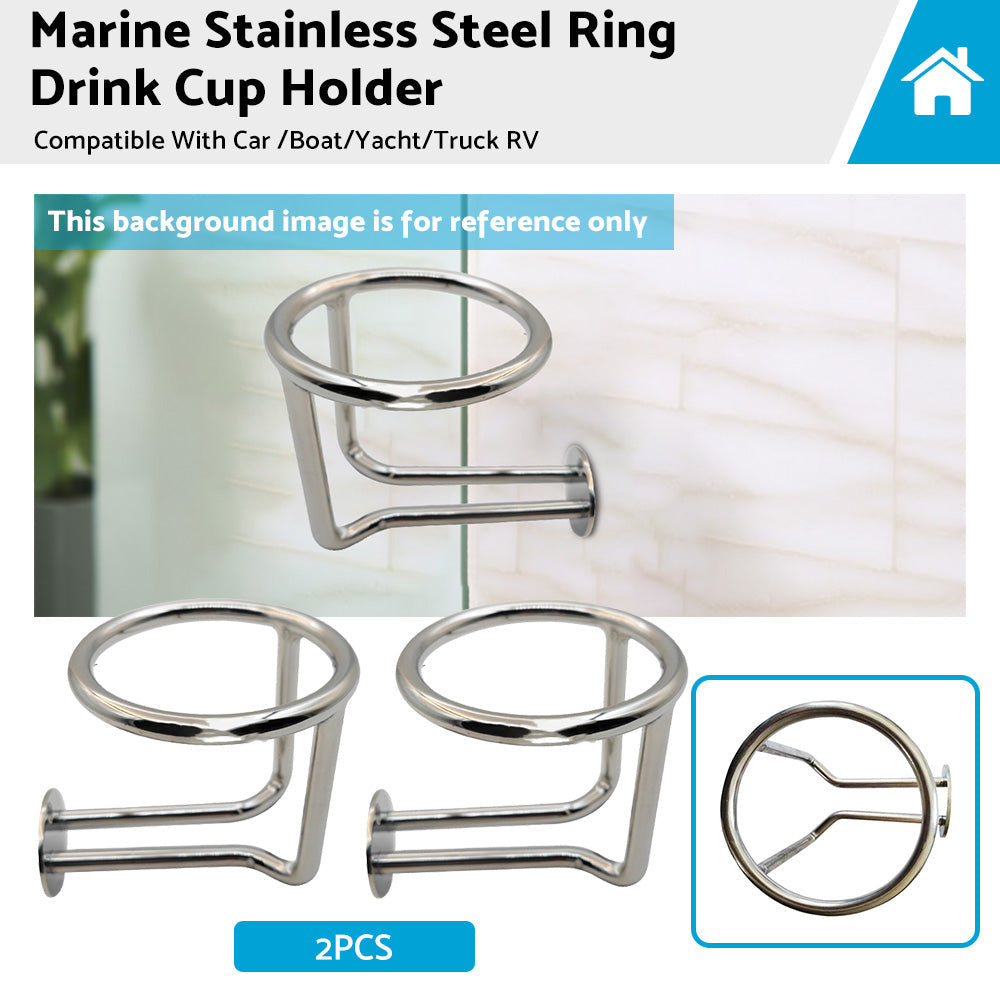 2X Marine Stainless Steel Ring Drink Cup Holder for Car  Boat Yacht Truck RV-1
