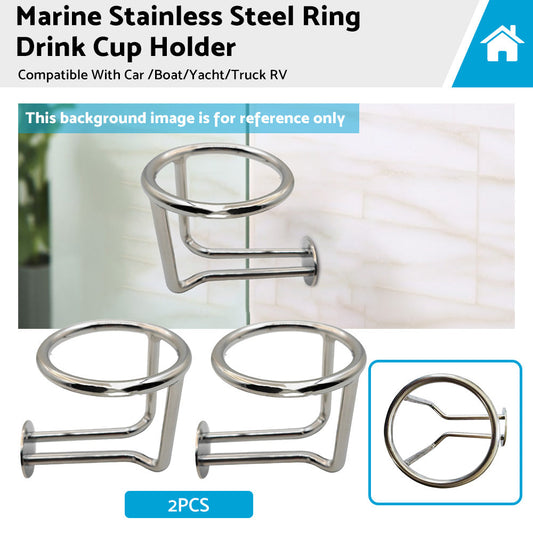 2X Marine Stainless Steel Ring Drink Cup Holder for Car  Boat Yacht Truck RV-1