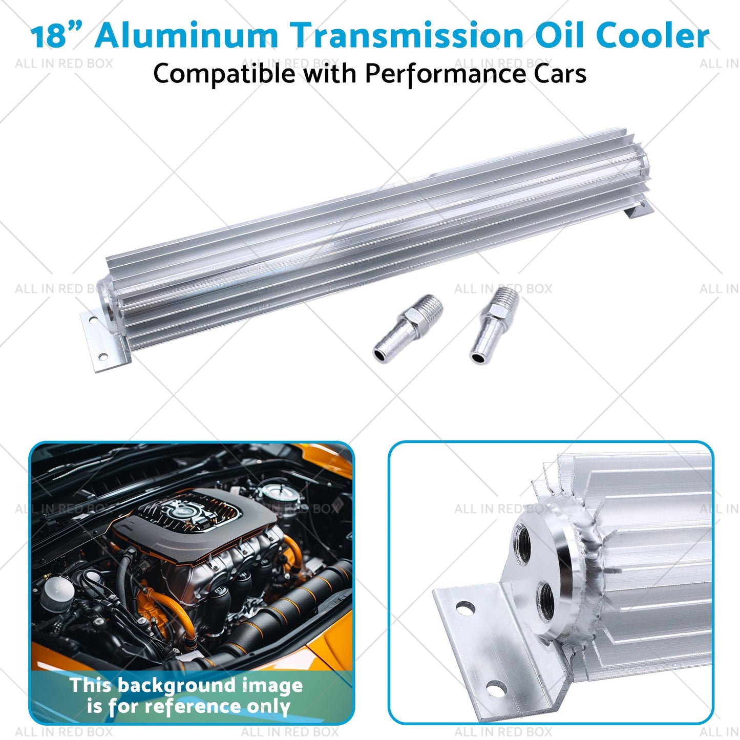 Universal 18inch Dual Pass Transmission Trans Cooler with 1 4inch NPT Fitting Aluminum-3