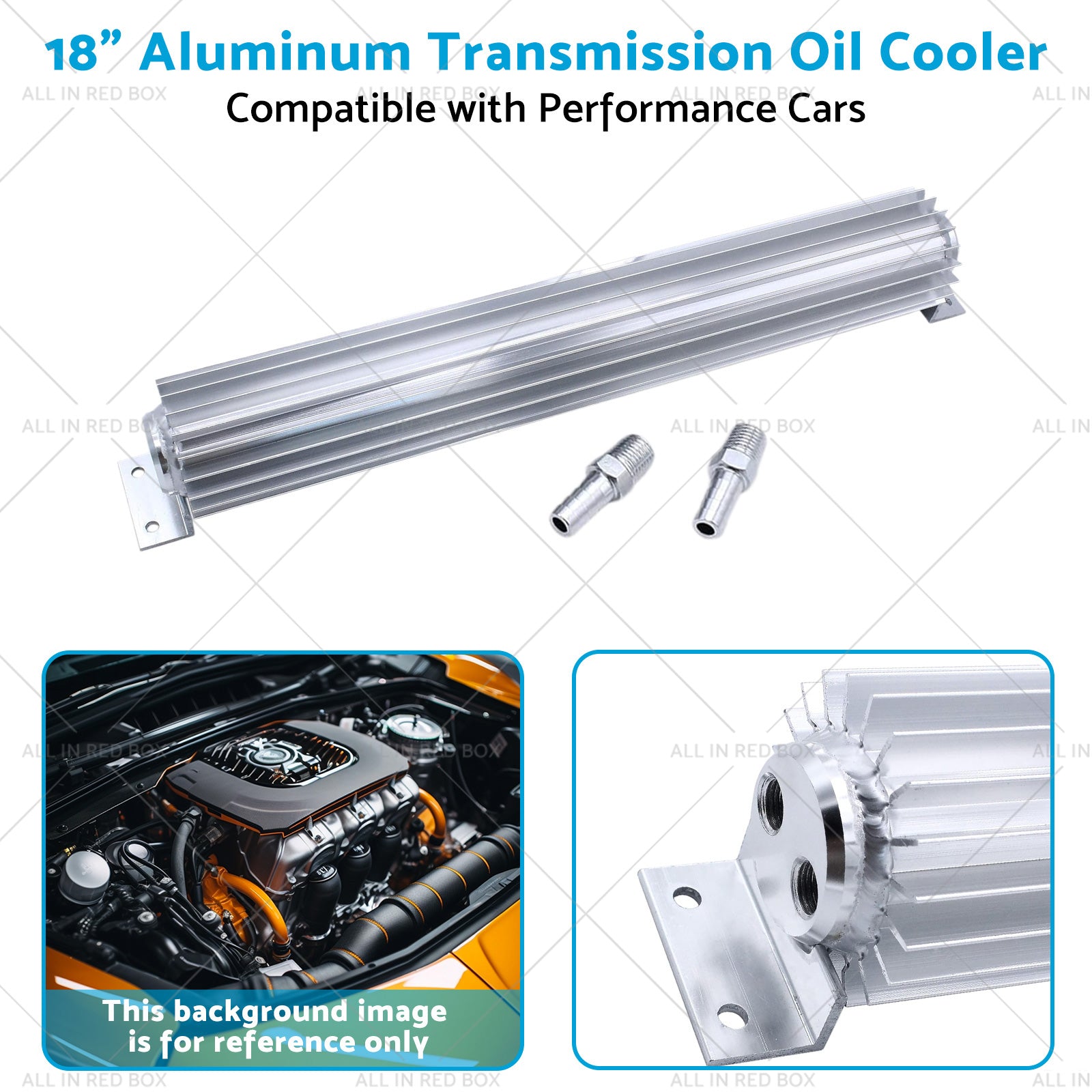Universal 18inch Dual Pass Transmission Trans Cooler with 1 4inch NPT Fitting Aluminum-3