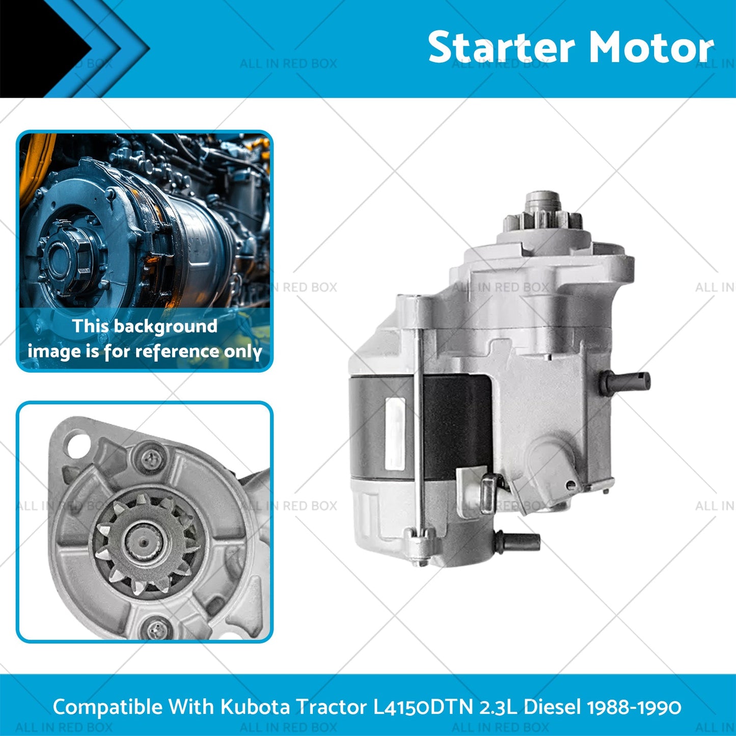 Starter Motor Suitable for Kubota Tractor L4150DTN Diesel 2.3L 1988-1990-2