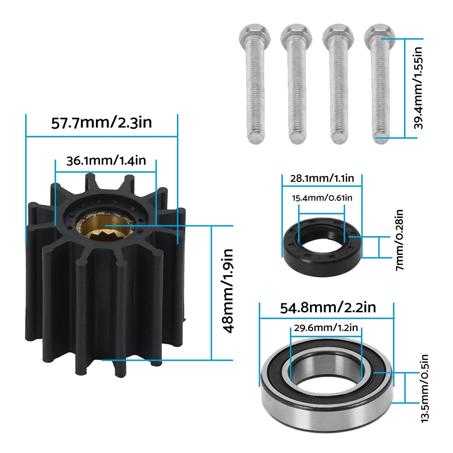 Impeller Seal Water Pump Rebuild Kit Suitable for Many Volvo Penta 3.0 4.3 5.0-2