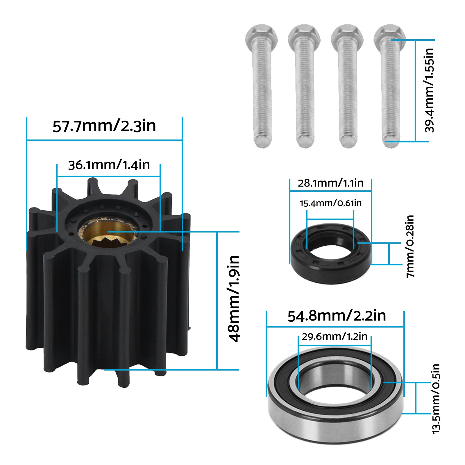 Impeller Seal Water Pump Rebuild Kit Suitable for Many Volvo Penta 3.0 4.3 5.0-2