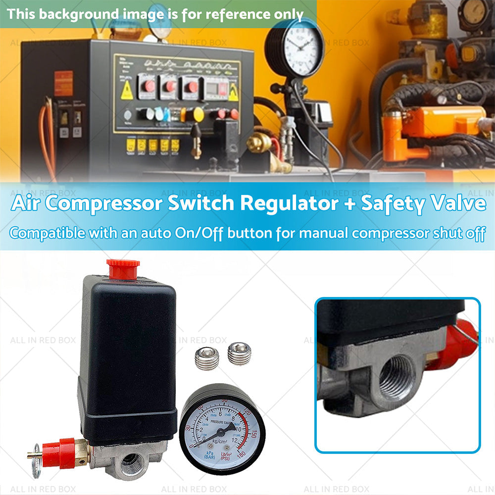 Air Compressor Pressure Switch Manifold Regulator  Safety Valve 175psi 4 Port-1