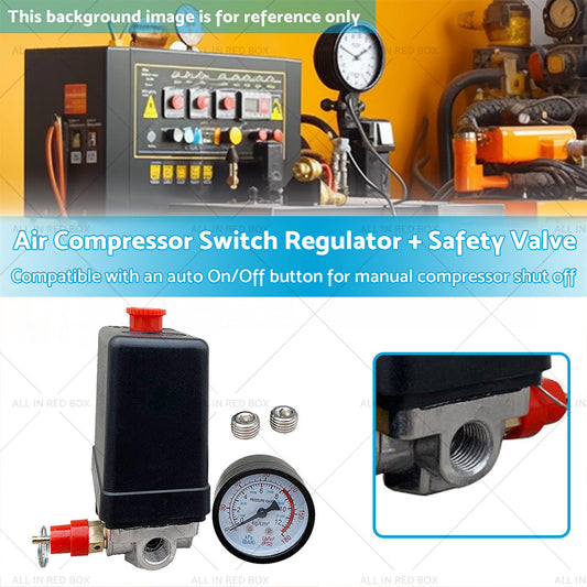 Air Compressor Pressure Switch Manifold Regulator  Safety Valve 175psi 4 Port-1