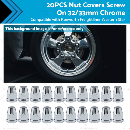 20x Nut Covers Screw Chrome 33mm Suitable for Kenworth Freightliner Western Star-0