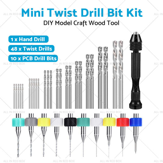 59Pcs Mini Twist Drill Bits Micro Hand Drilling Set DIY Model Craft Wood Tool-1