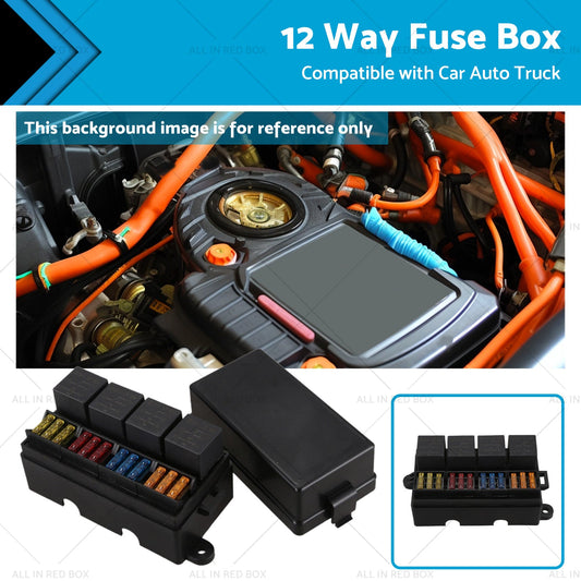 12 Way Blade Fuse Box 4-Relay Holder and Terminal and Fuse 12V 40A Car Auto Truck 4Pin-0