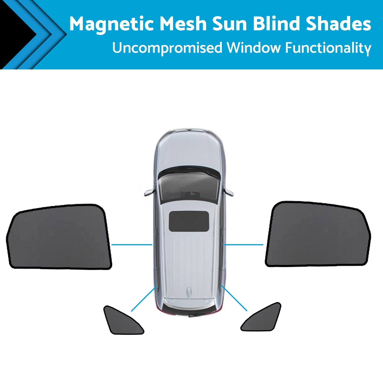 Magnetic Mesh Sun Blind Shades Suitable for Audi Q5 8R 2009–2016 On Front Rear-3