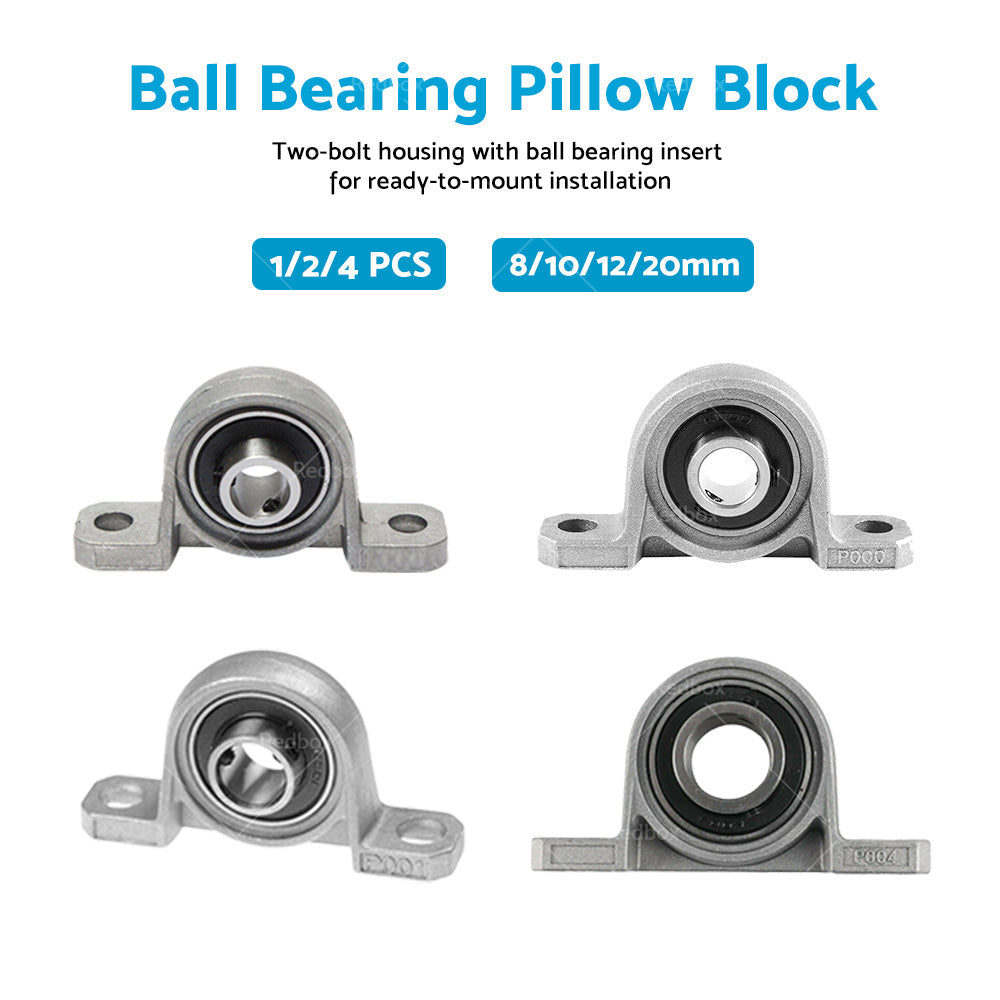 4PCS 8/10/12/20mm Inner Diameter Ball Bearing Pillow Block Zinc Alloy Metal-2