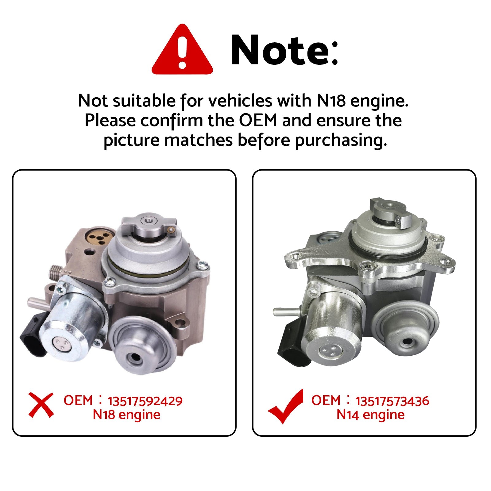 High Pressure Fuel Pump Suitable for BMW Mini R55 R57 Cooper R58 Citroen 07-21-1