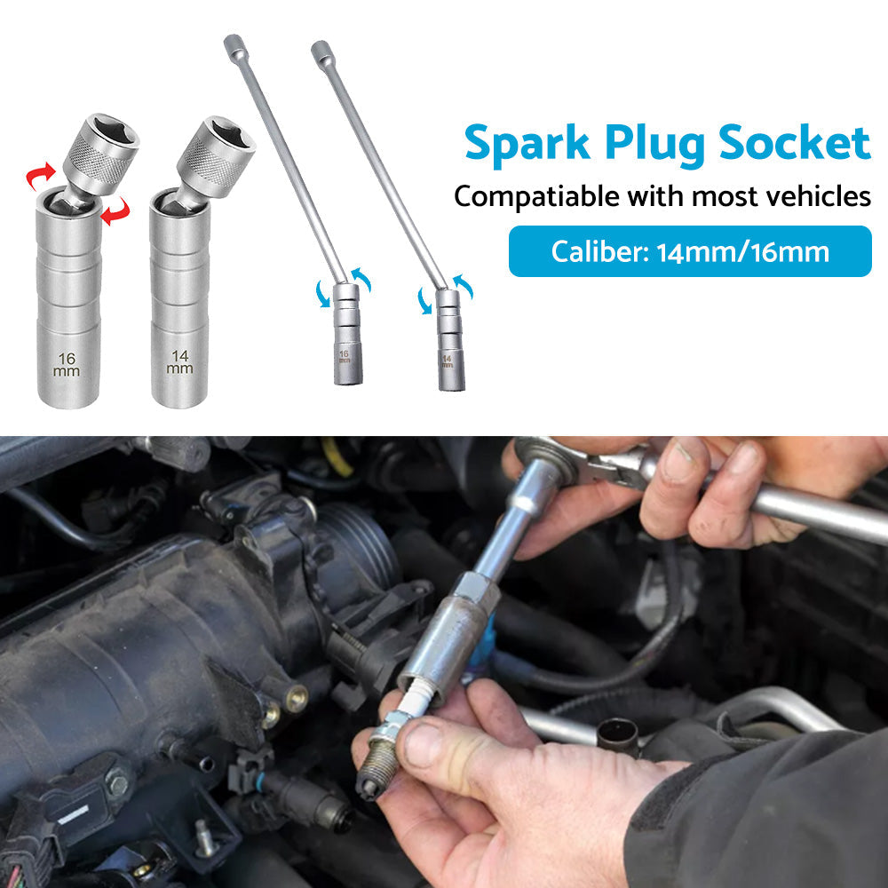 14/16 MM Thin Wall Magnetic Swivel Spark Plug Socket 12Point Removal Tools-3