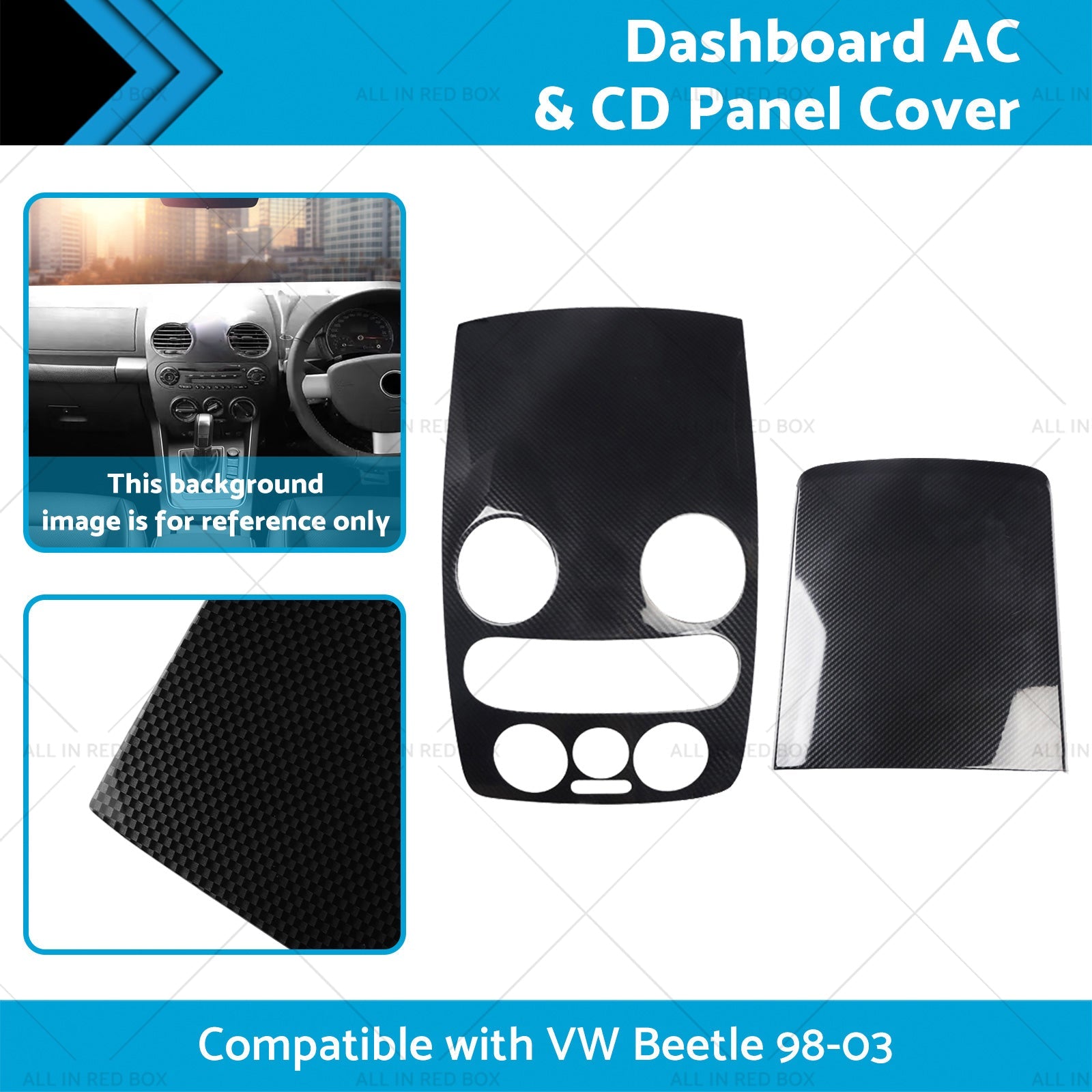 Carbon Style Center Dashboard AC  and  CD Panel Cover Suitable For VW Beetle 98-03-1