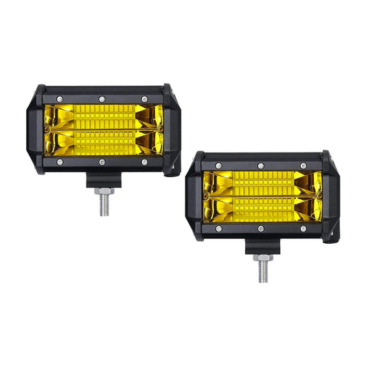 2x 5inch Flood LED Light Bar Offroad Work Driving Fog Lamp Yellow Cree Spread-0