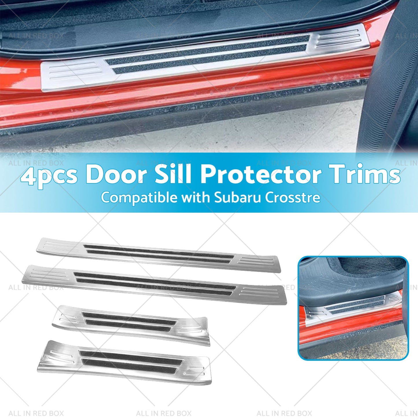 4x Suitable For Subaru Crosstrek 2023 Steel Door Sill Protector Trim Scuff Plate-2