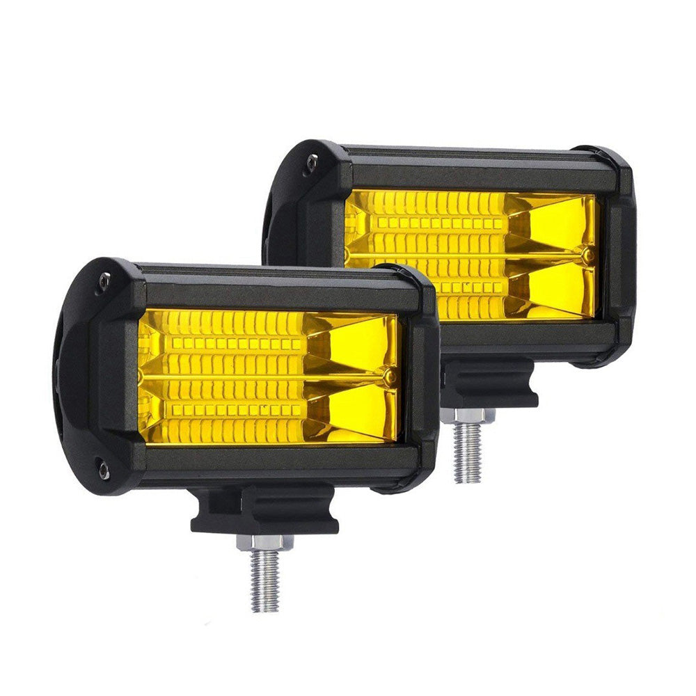 2x 5inch Flood LED Light Bar Offroad Work Driving Fog Lamp Yellow Cree Spread-4