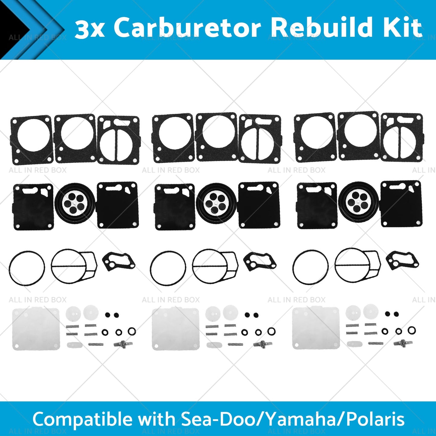 3x Carburetor Carb Rebuild Repair Kit Suitable Sea-Doo SP SPI SPX HX GS GSI GSX-0