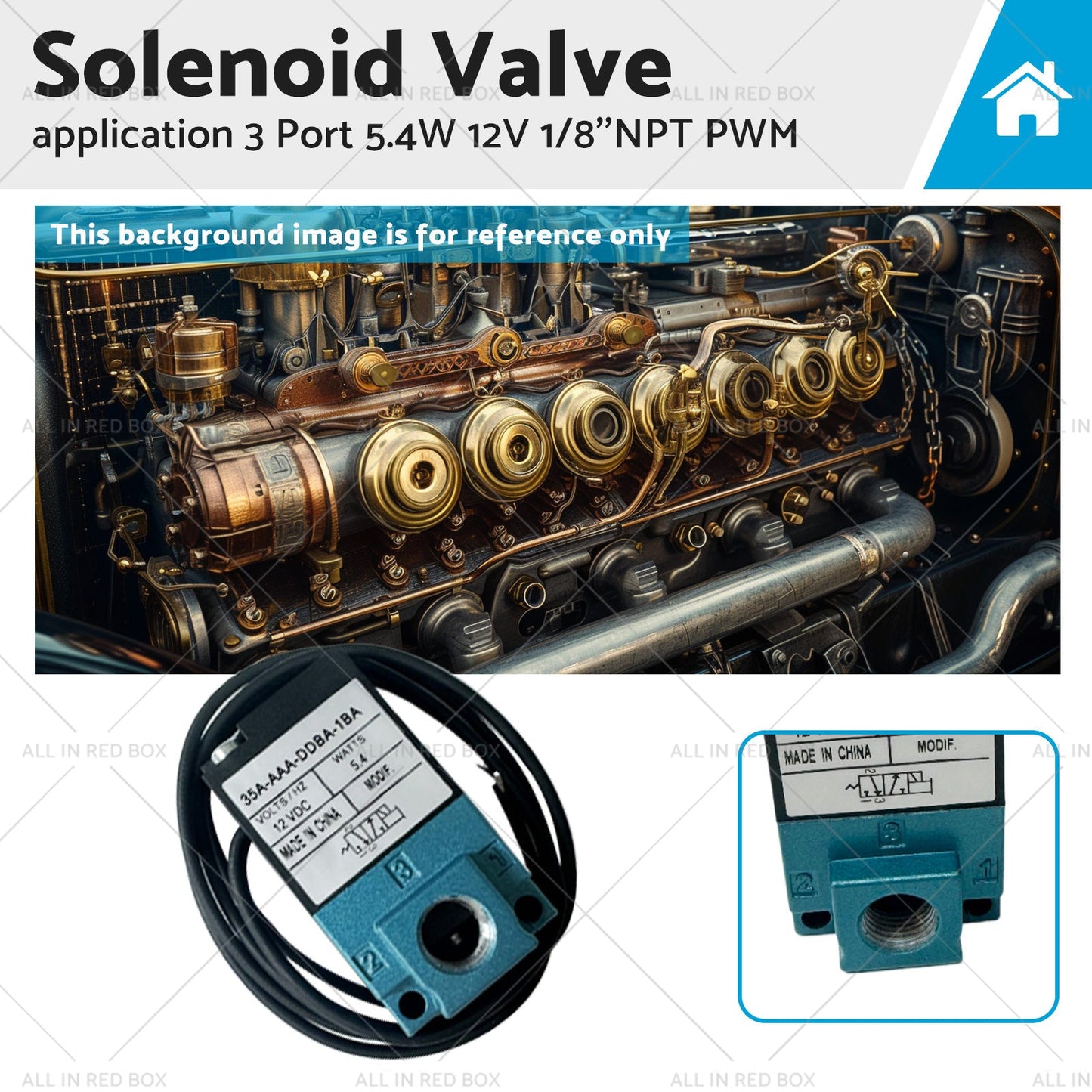 35A-AAA-DDBA-1BA Solenoid Valve application 3 Port 5. 4W 12V 1 or 8''NPT PWM-0