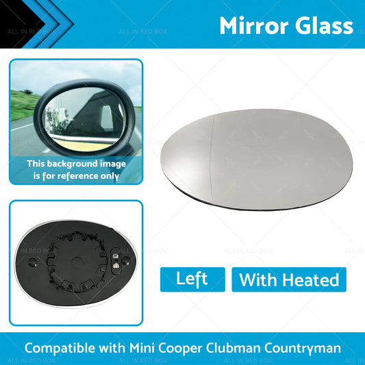 Left Mirror Glass Heated Back Plate Suitable for MINI Cooper F55 F56 Clubman F54-1