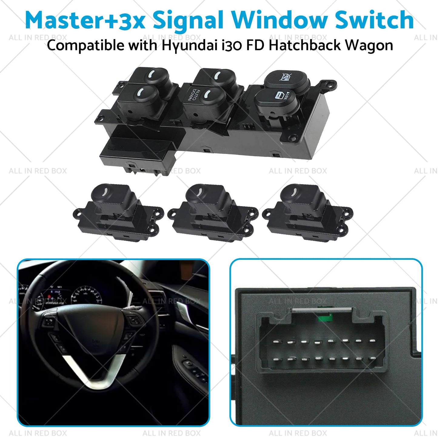 Master3x Signal Window Switch Suitable For Hyundai I30 FD Hatchback Wagon 07-12-4