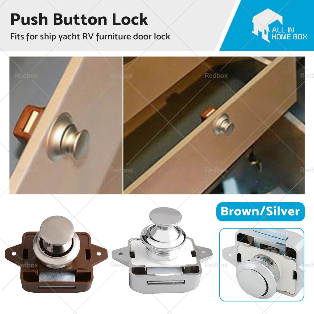 Push Button Latch Knob Catch Lock For RV Drawer Cupboard Door Caravan Cabinet AU-0