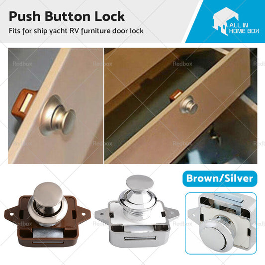 Push Button Latch Knob Catch Lock For RV Drawer Cupboard Door Caravan Cabinet AU-0