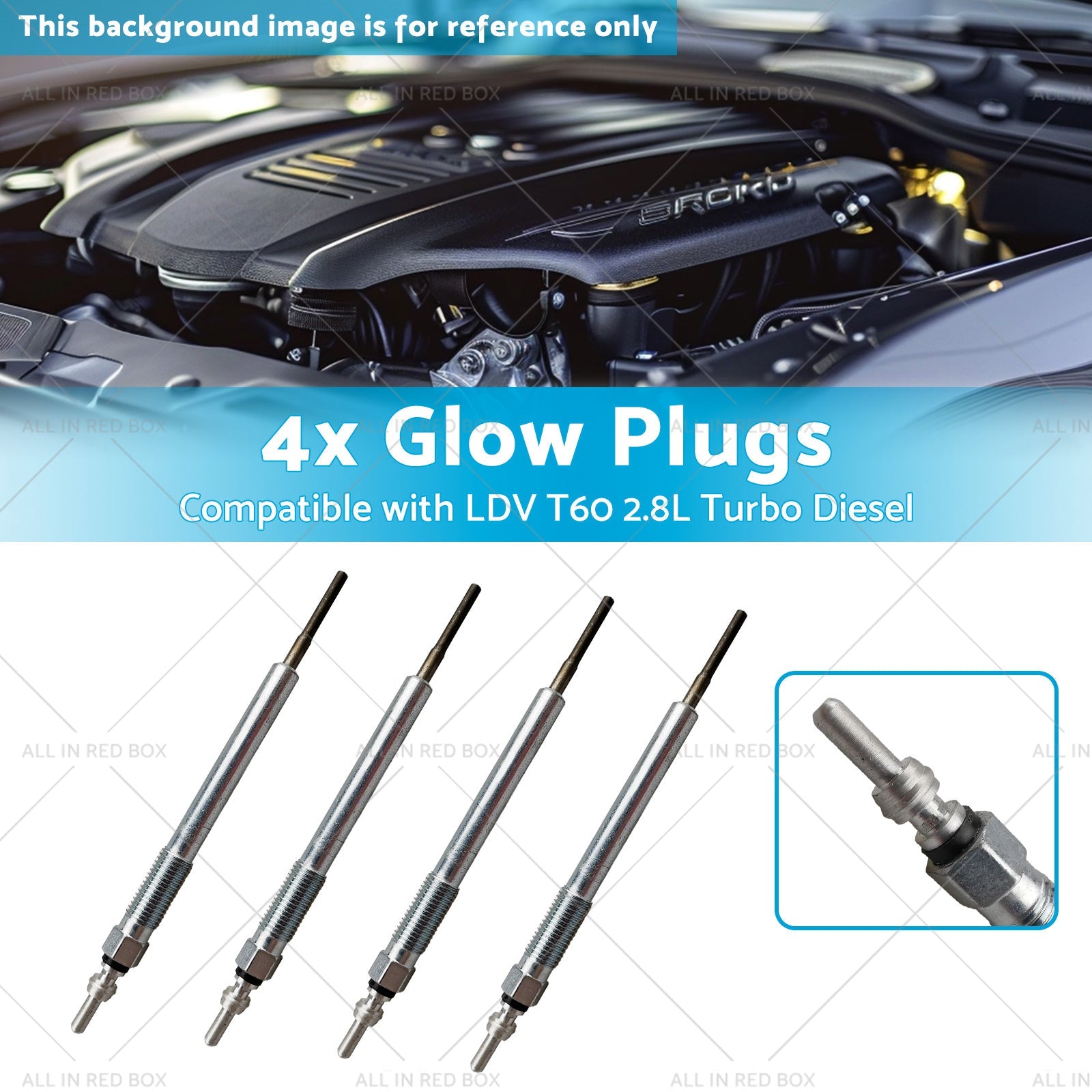 4x Glow Plugs Suitable for LDV T60 Turbo Diesel 2017 on 2. 8L-2