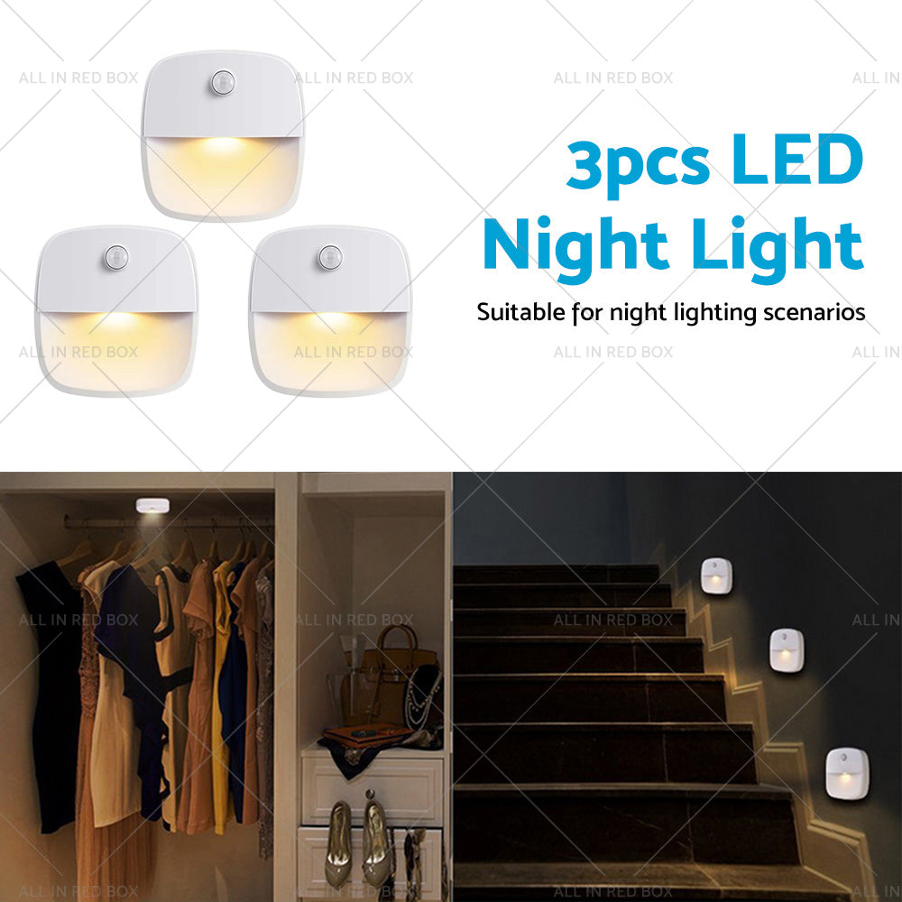 3 PCS Cordless Battery-Powered LED Night Light Motion Sensor Light-Warm White-2